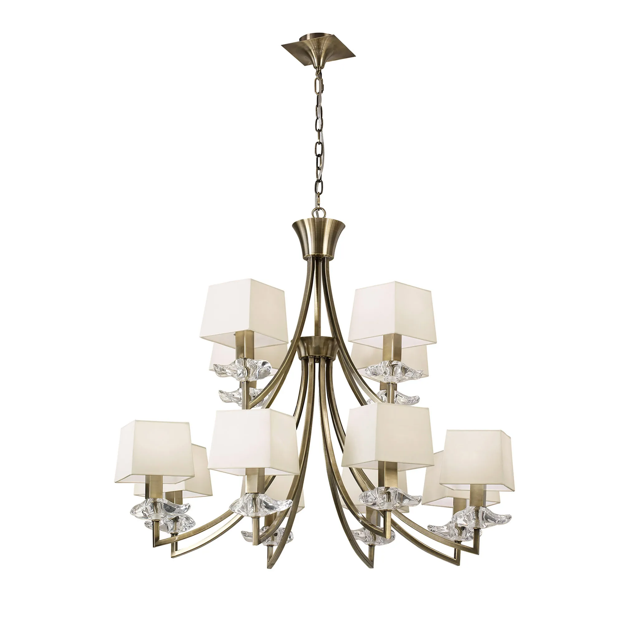 Akira Antique Brass-Cream Ceiling Lights Mantra Multi Arm Fittings